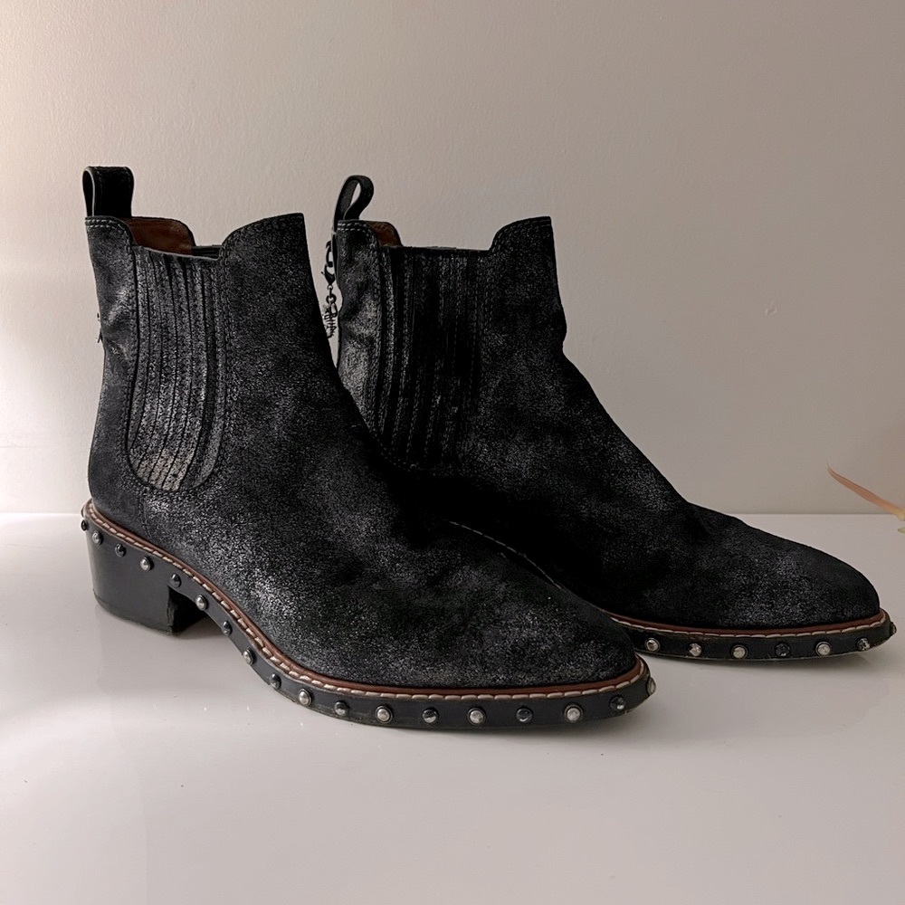 Coach distressed leather western gore booties